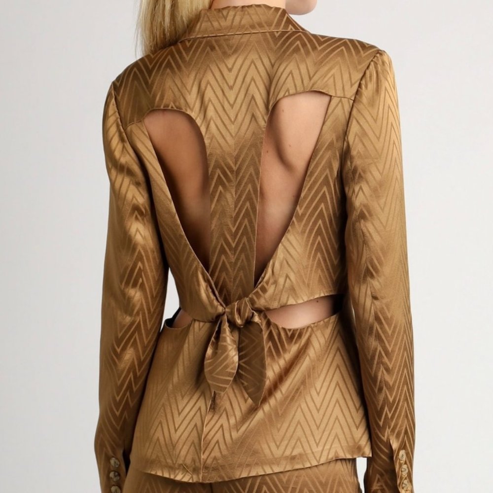 Anthropologie Backless Cutout Jacquard Blazer